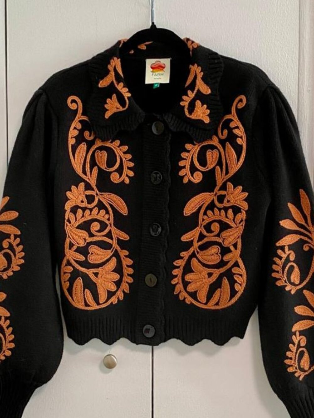 FARM Rio - Embroidered Cropped Cardigan (Worn Once)